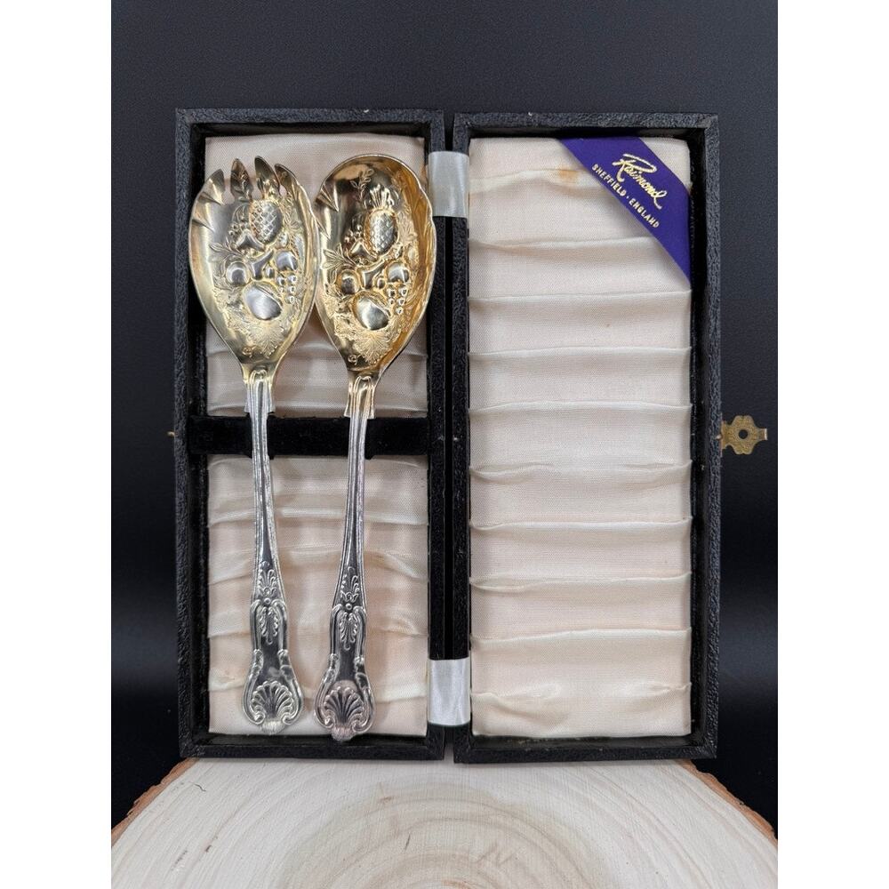 Vintage Sheffield England William Adams Kings Pattern Silverplate Silver Set